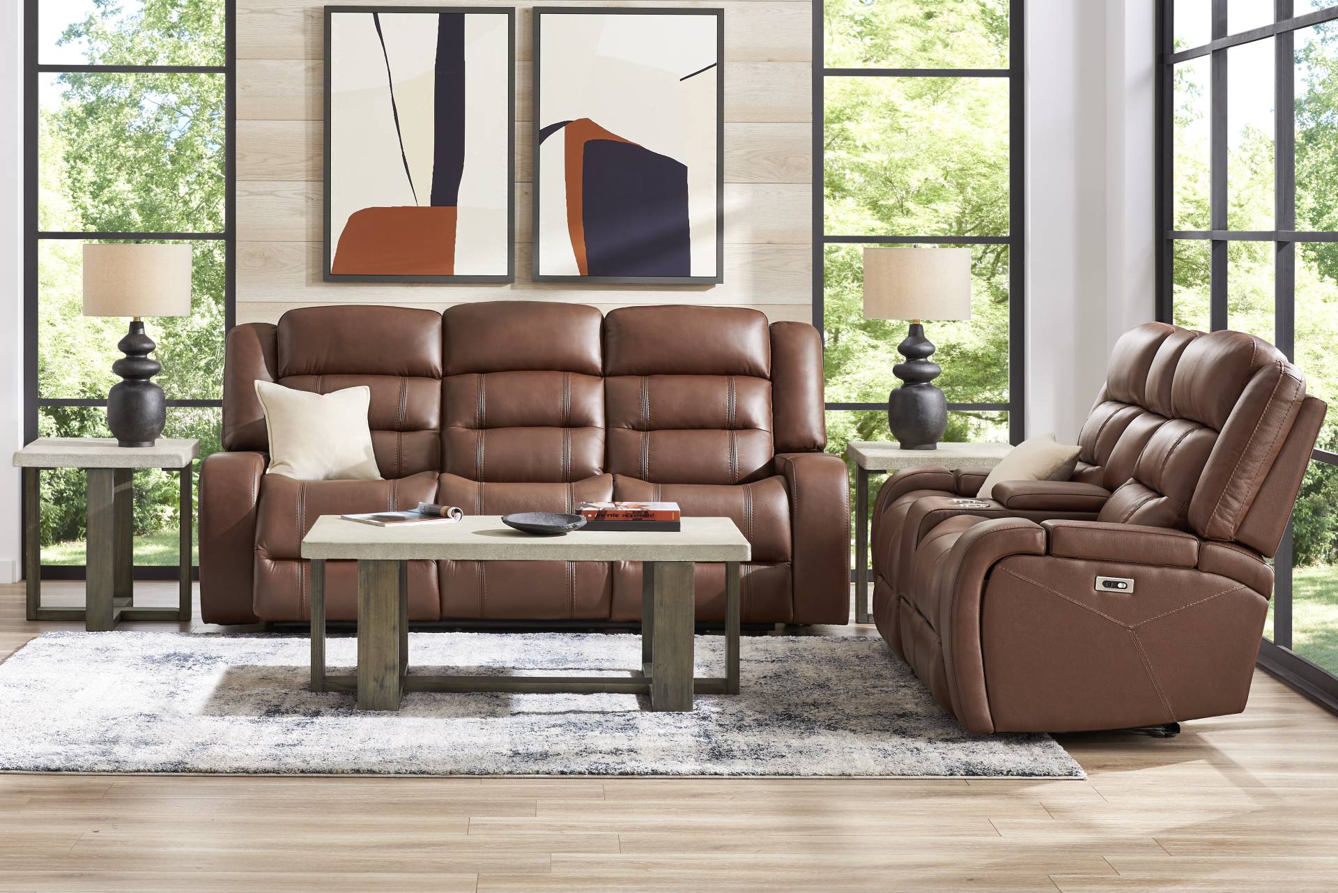 Denali Brown 2 Pc Leather Power Reclining Living Room full room