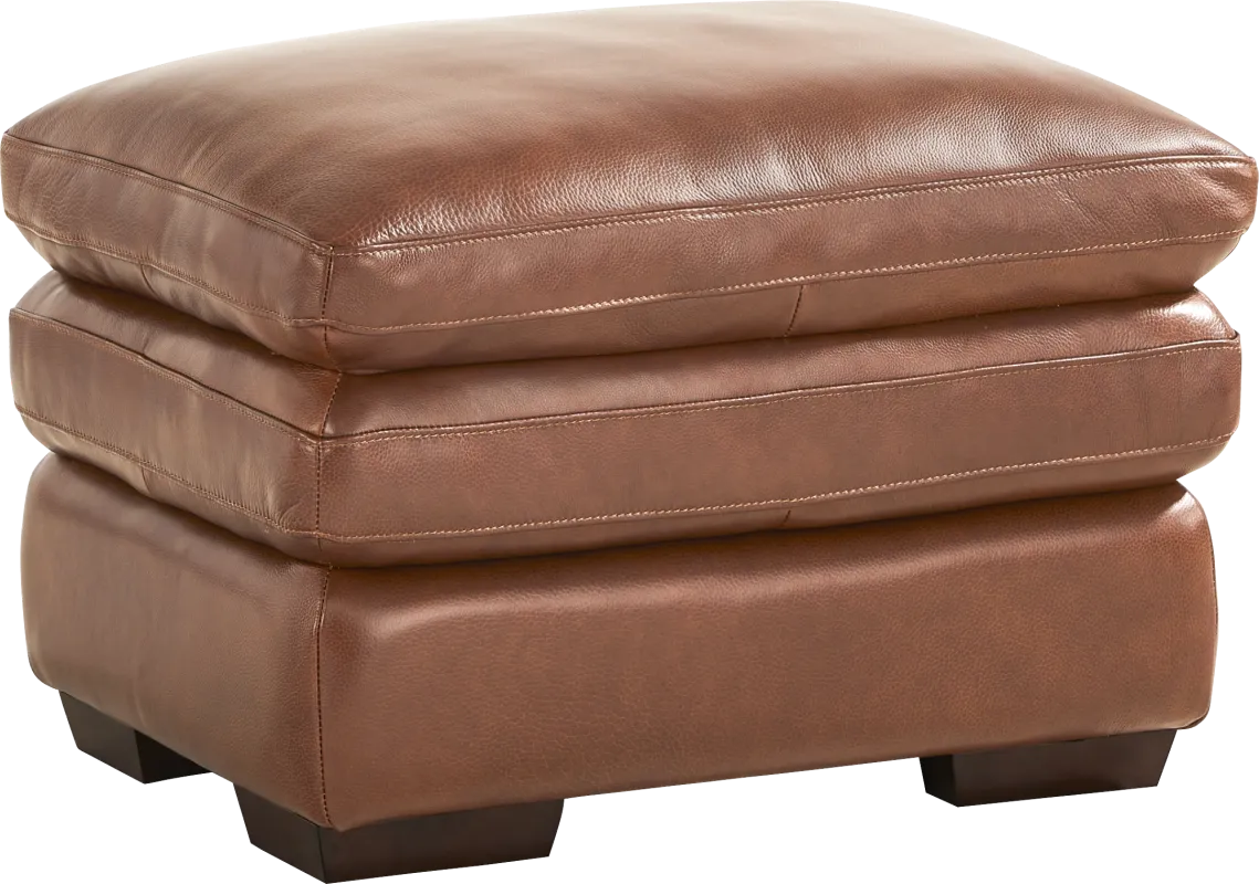 Hayworth Brown Leather Ottoman
