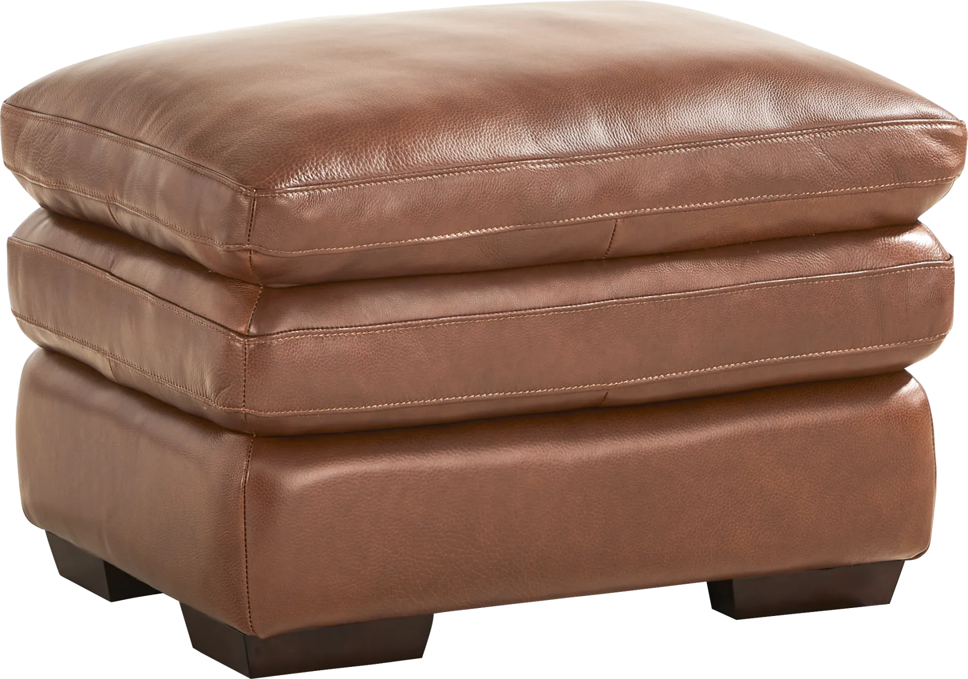 Hayworth Brown Leather Ottoman - Image 1