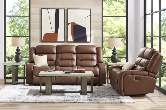 Denali Brown Leather 2 Pc Reclining Living Room