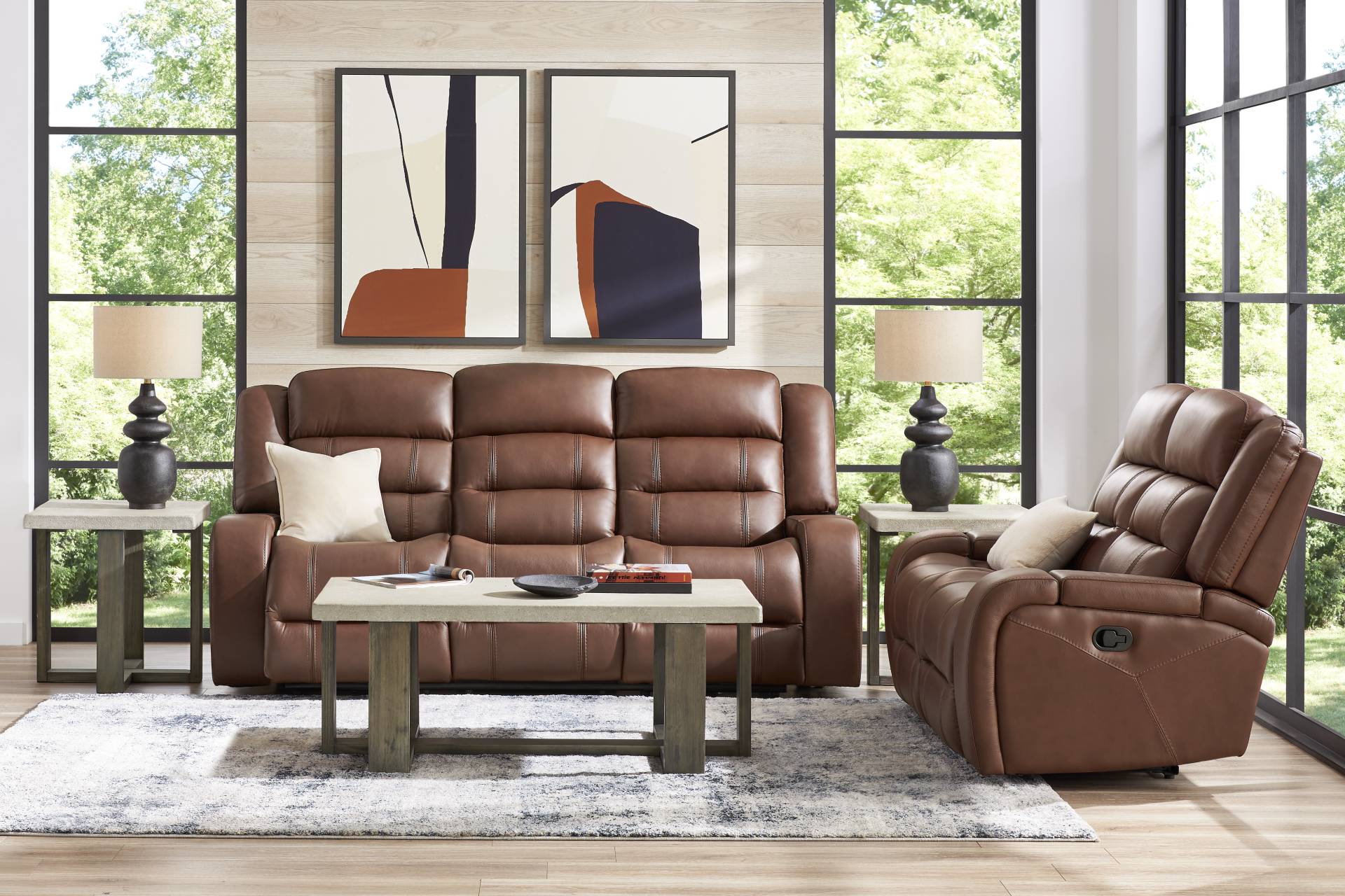 Denali Brown 2 Pc Leather Reclining Living Room full room