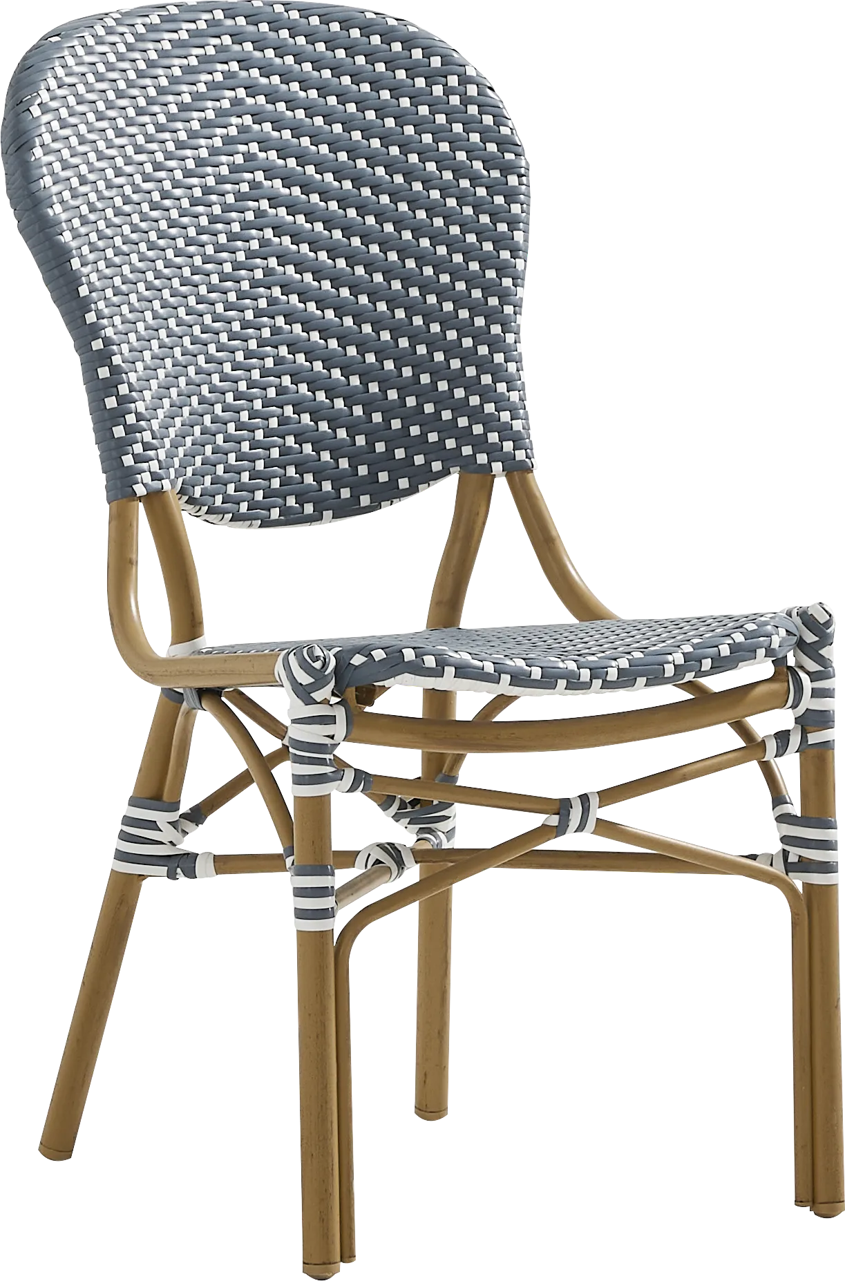 Juliette II White 3 Pc Outdoor Dining Set with Navy Chairs - Thumbnail - Image 5