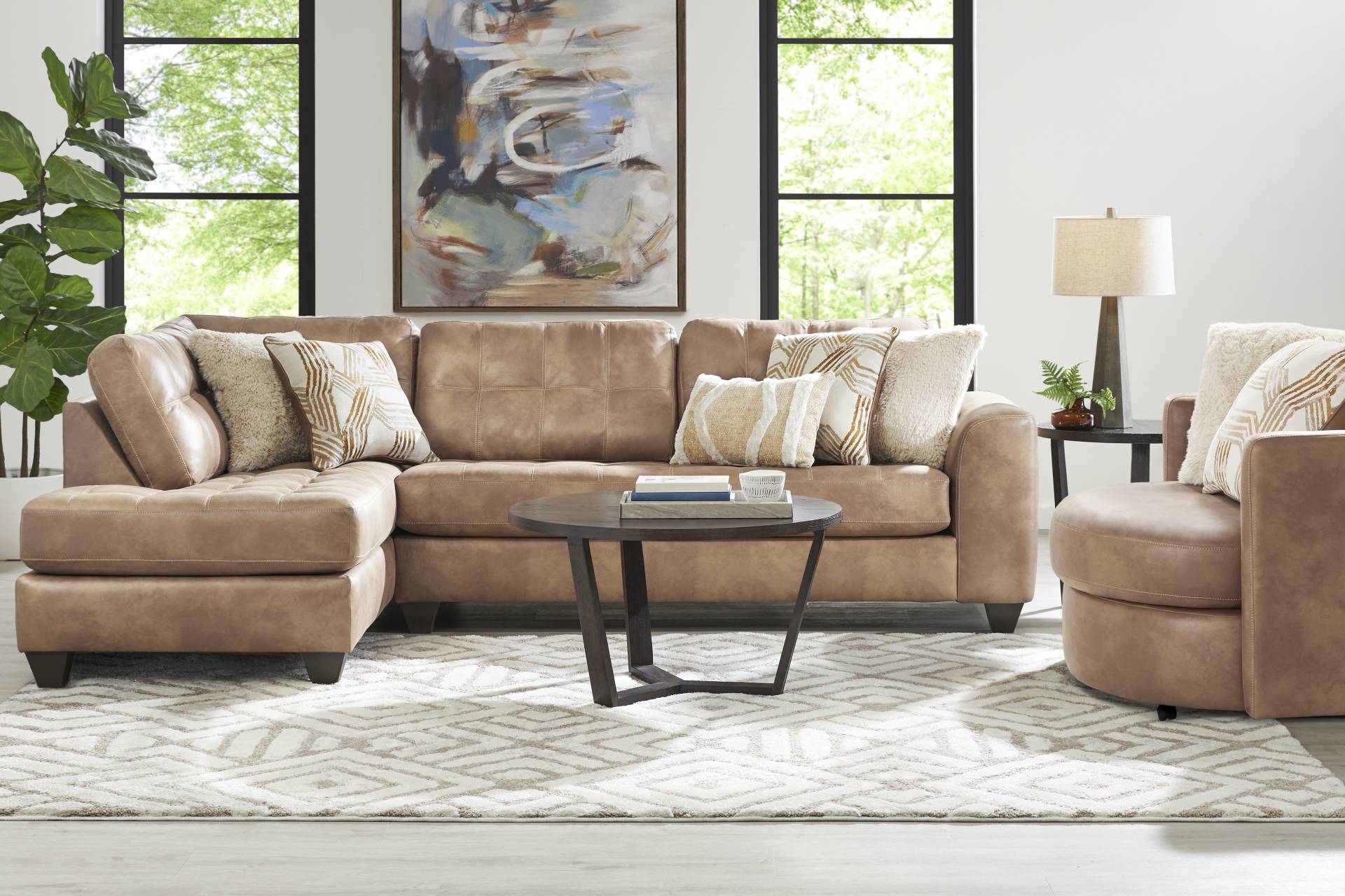 Bellinger Camel 6 Pc Sectional Living Room full room