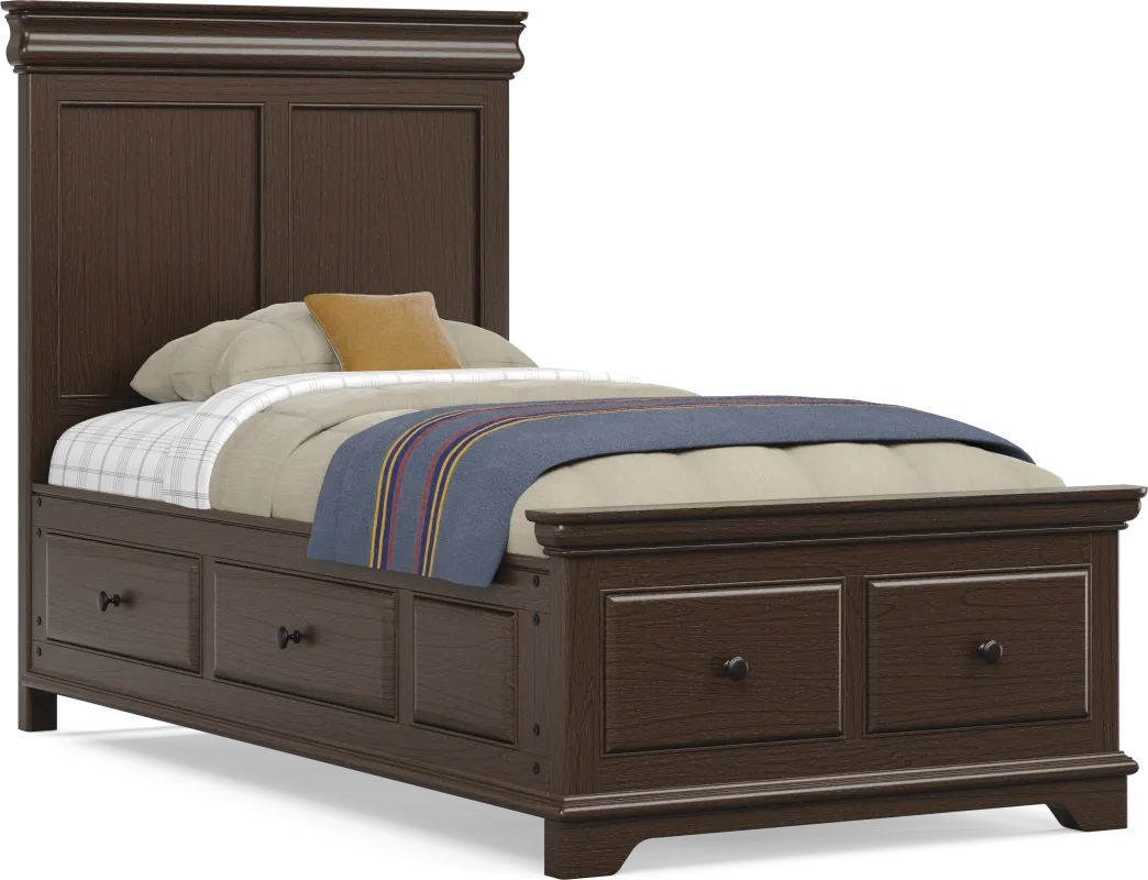 Kids Oberon Chocolate Twin Storage Bed