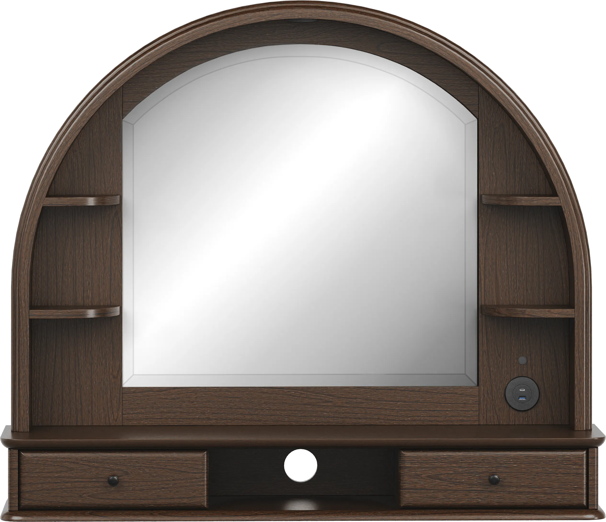 Kids Oberon Chocolate Arched Mirror with Hutch - Thumbnail - Image 1
