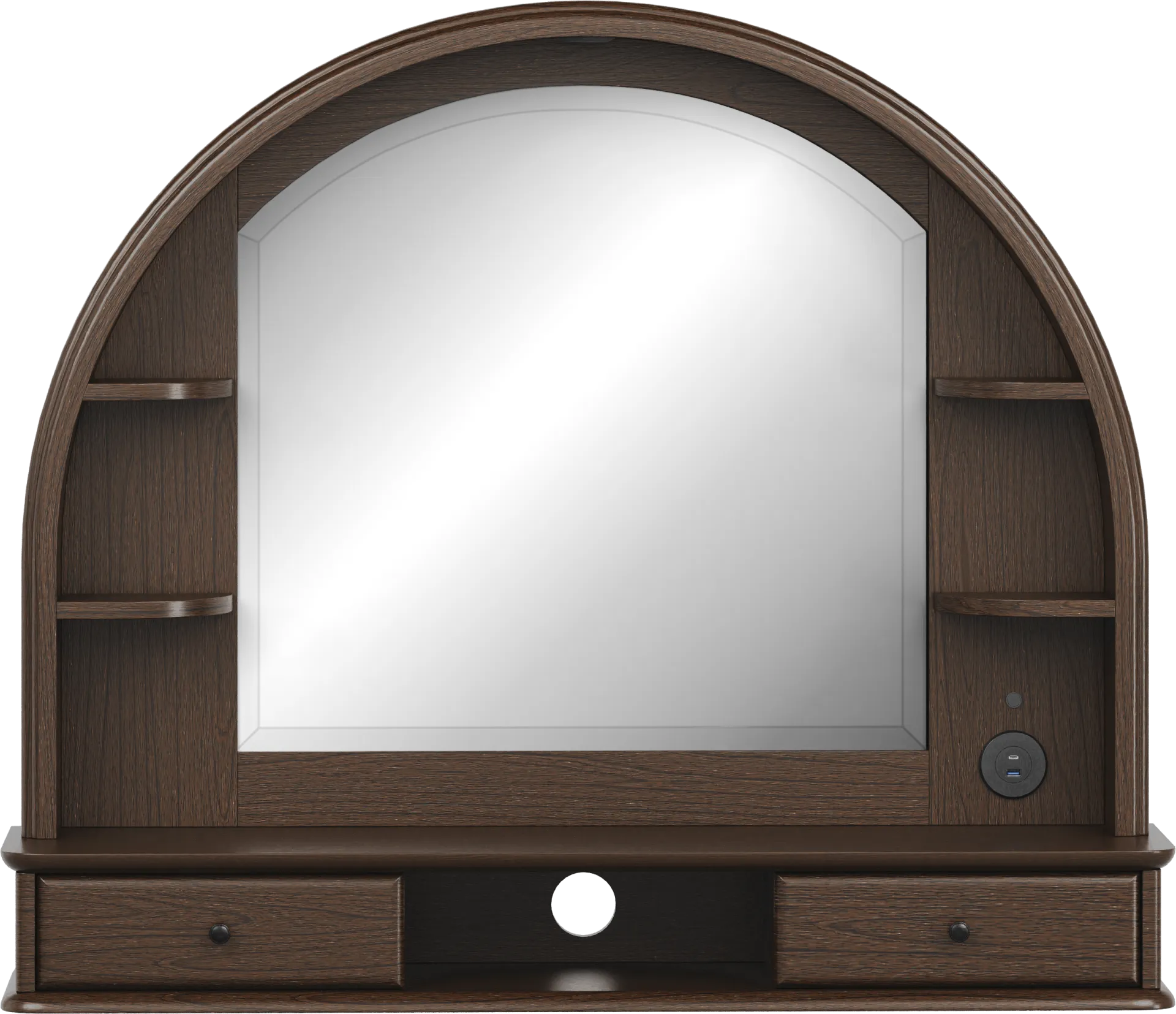 Kids Oberon Chocolate Arched Mirror with Hutch - Image 1