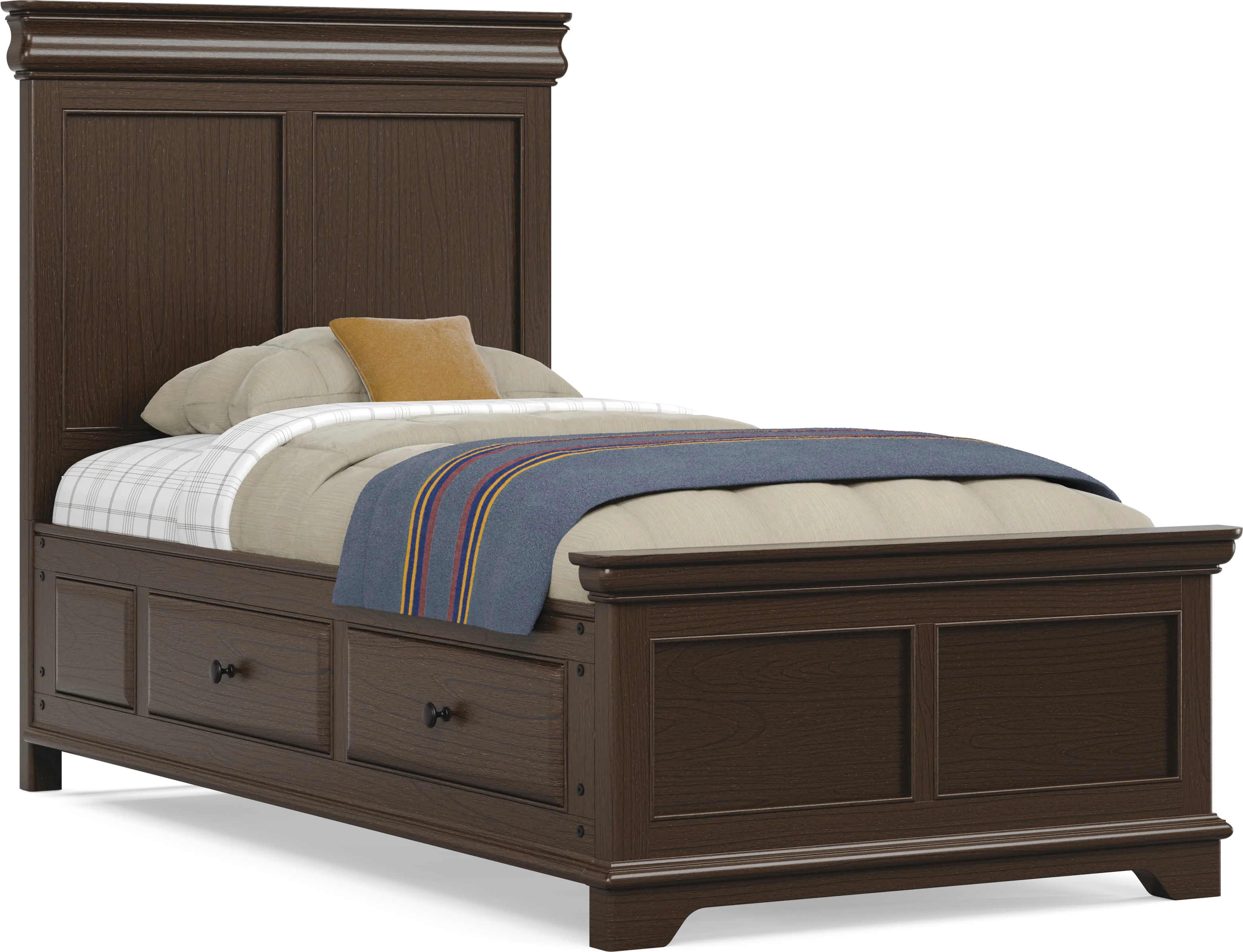 Kids Oberon Chocolate Twin Panel Bedroom with Storage Side Rails - Thumbnail - Image 2