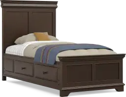twin bed with 2 storage rails