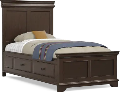 twin bed with 2 storage rails