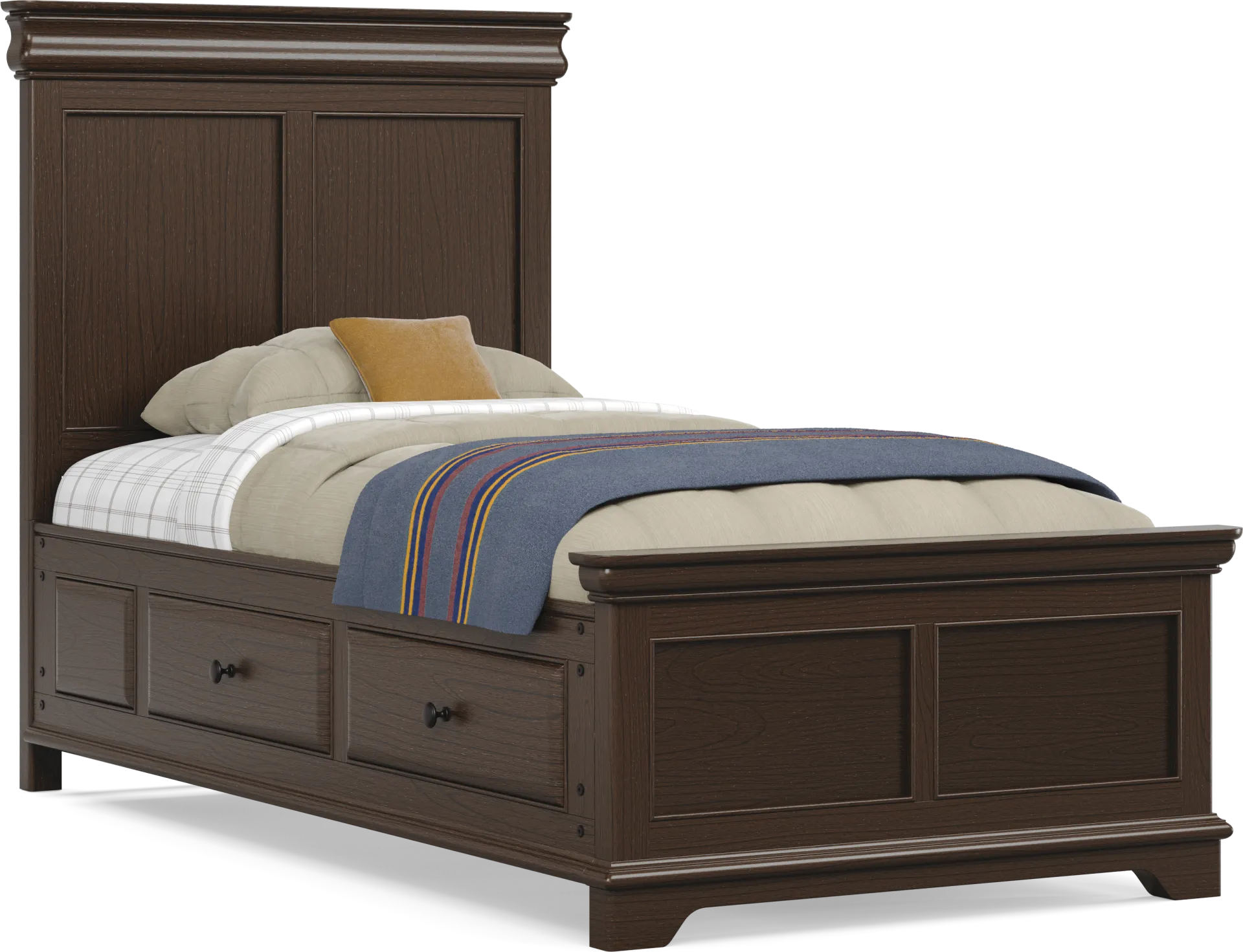 Kids Oberon Chocolate Twin Panel Bedroom with Storage Side Rails - Image 2