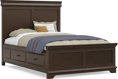 full bed with 2 storage rails