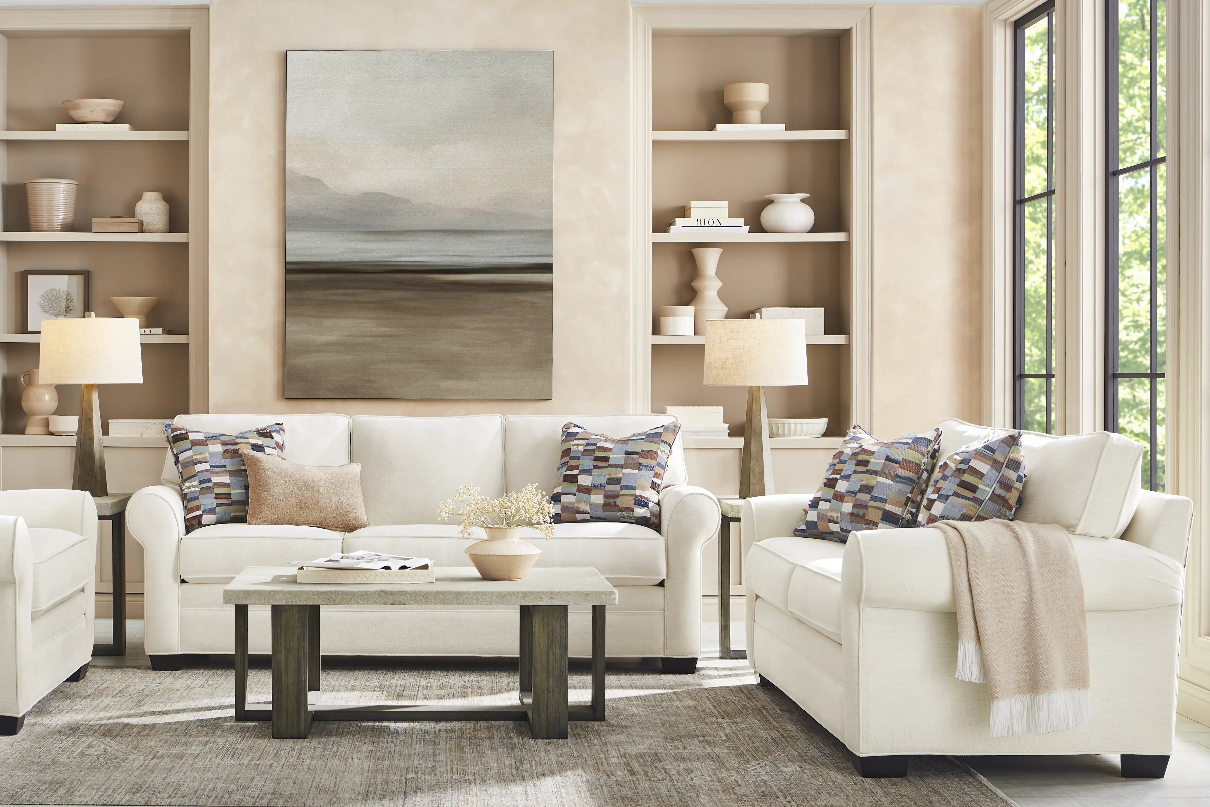 Bellingham Ivory 7 Pc Living Room with Sleeper Sofa - Thumbnail - Image 1