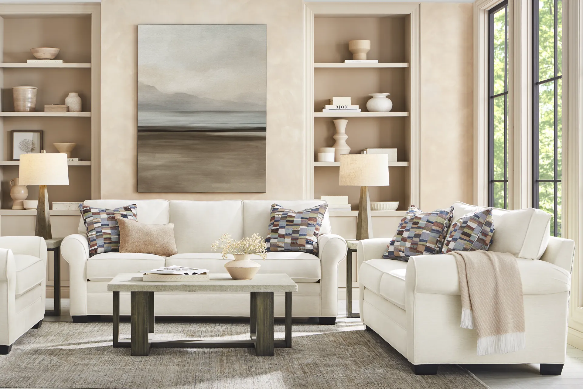 Bellingham Ivory 8 Pc Living Room with Gel Foam Sleeper Sofa - Image 1