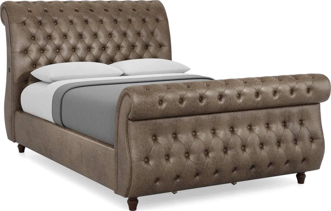 Ivy Brown 3 Pc Queen Upholstered Sleigh Bed
