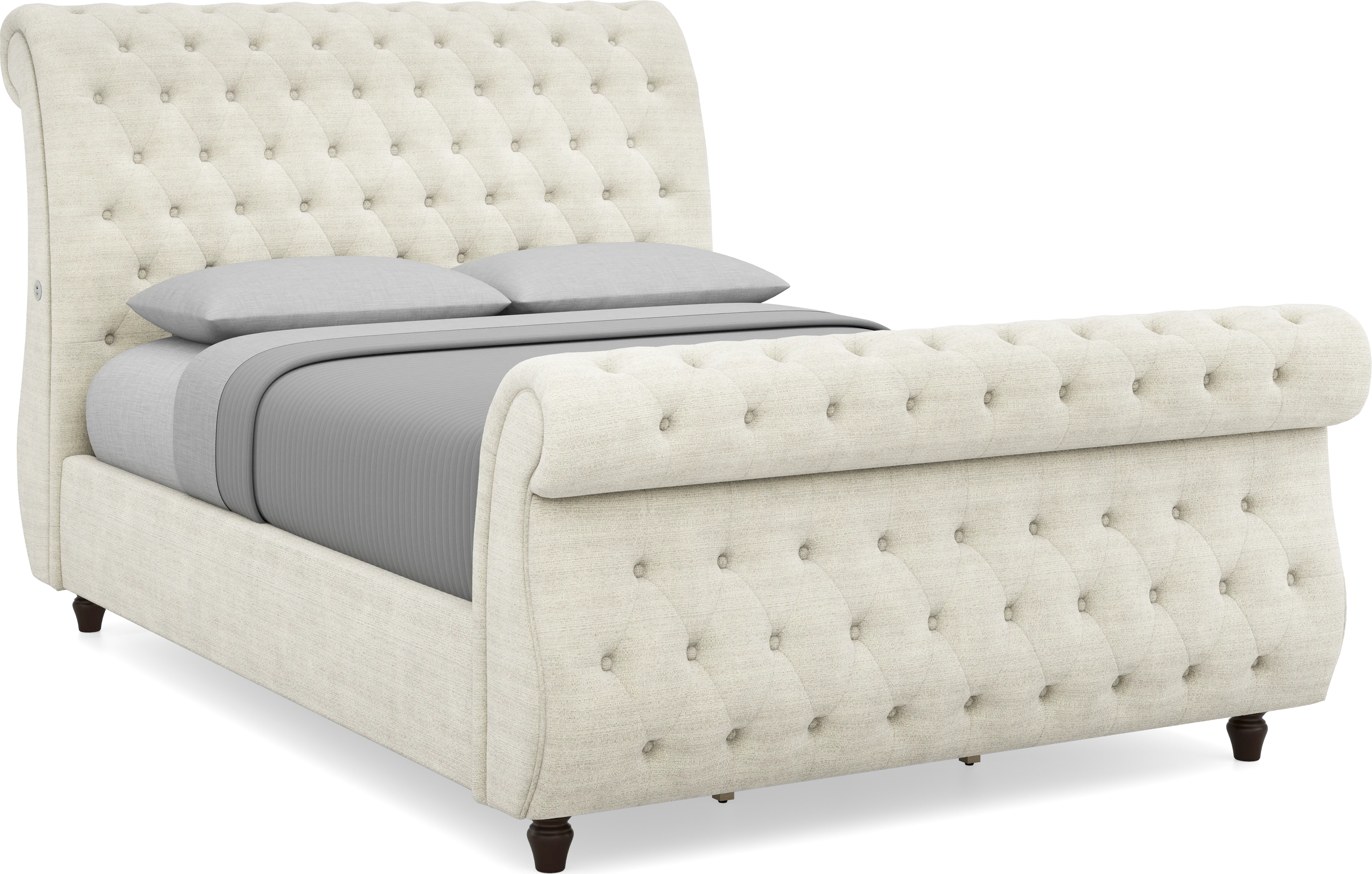 Ivy White 3 Pc King Upholstered Sleigh Bed - Thumbnail - Image 1