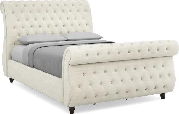 Ivy White 3 Pc Queen Upholstered Sleigh Bed