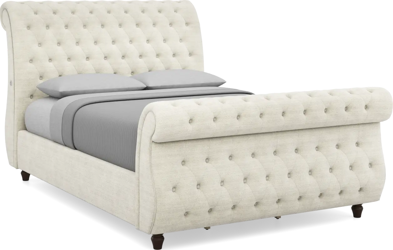 Ivy White 3 Pc Queen Upholstered Sleigh Bed