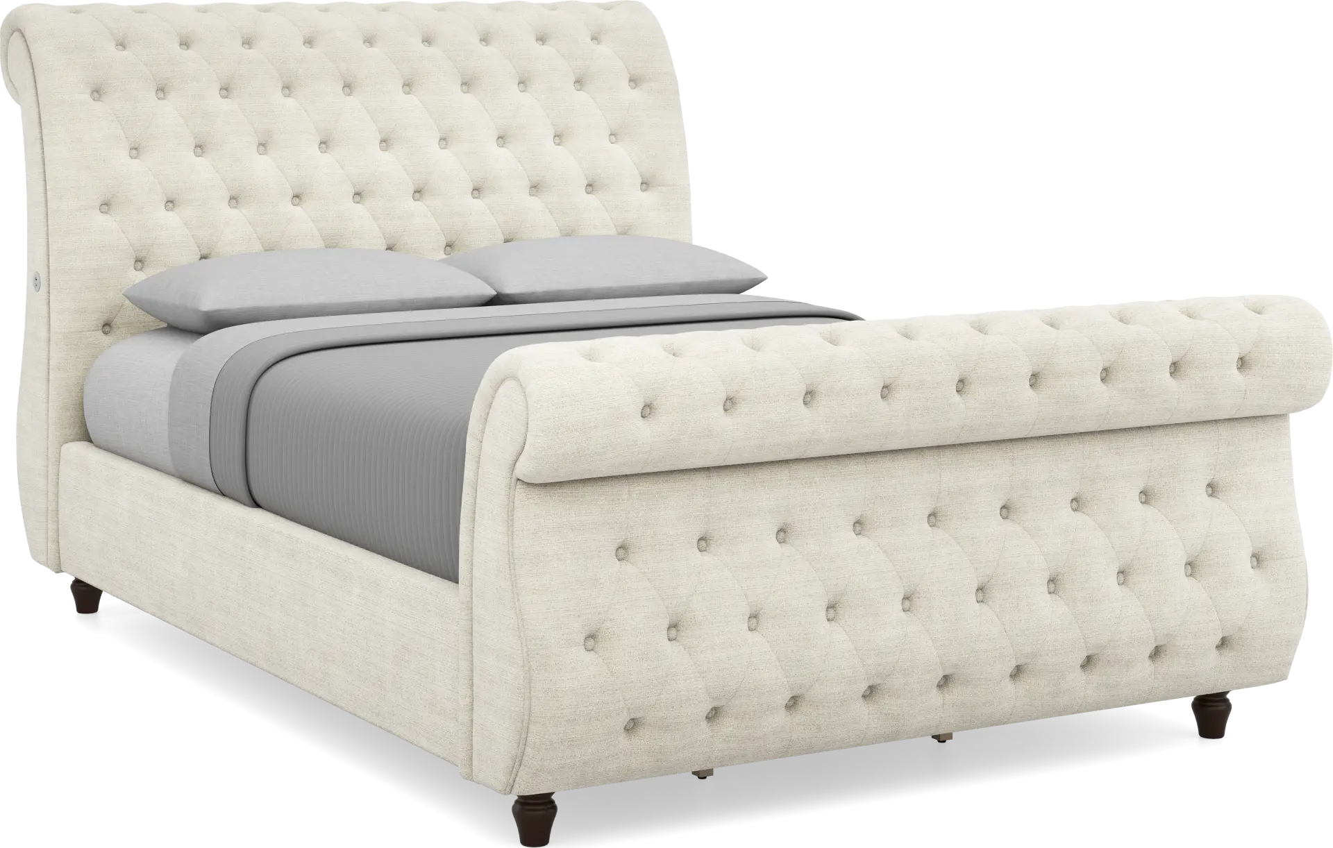 Ivy White 3 Pc Queen Upholstered Sleigh Bed