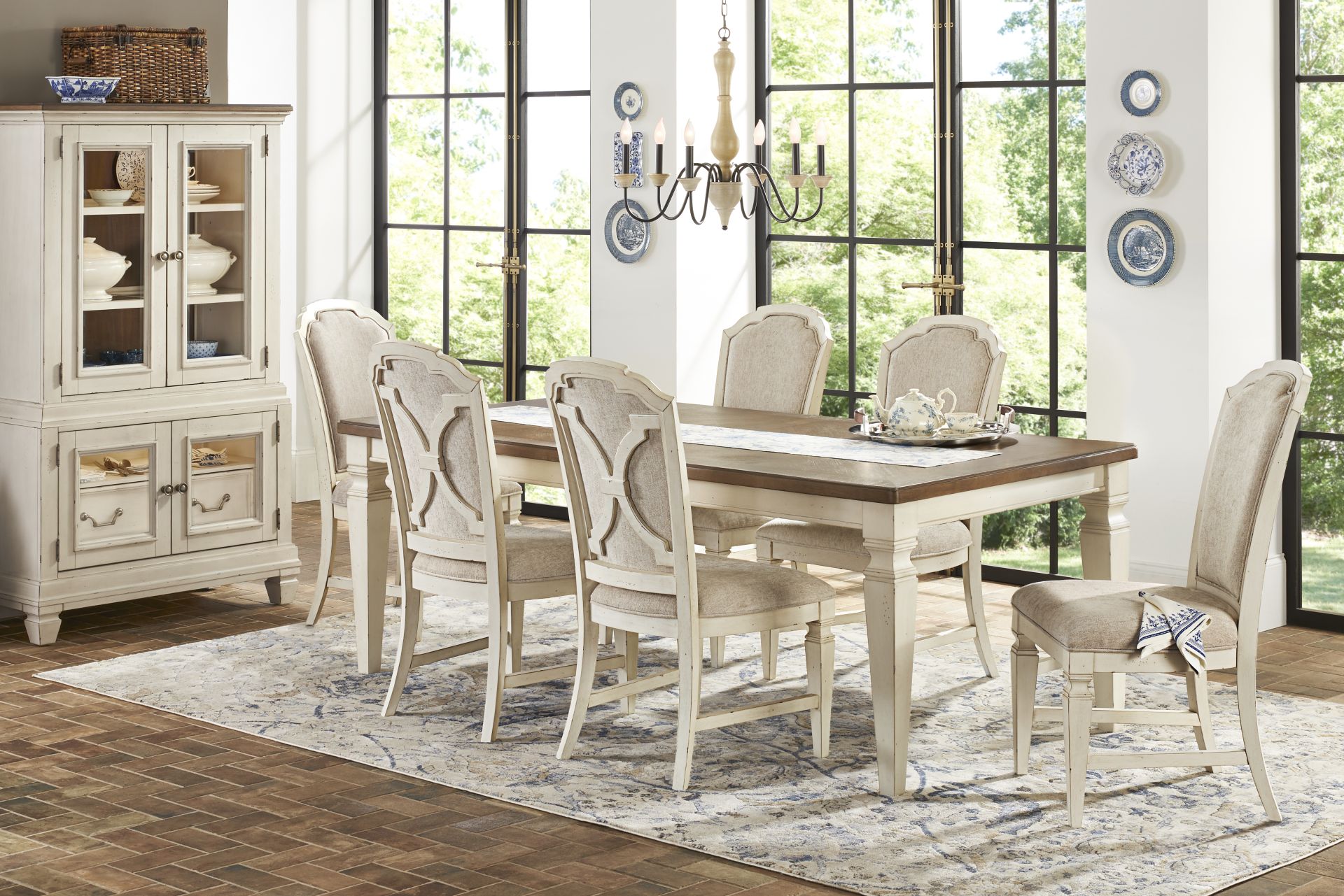 Provence Brown 5 Pc Dining Room with Upholstered Chairs - Image 1