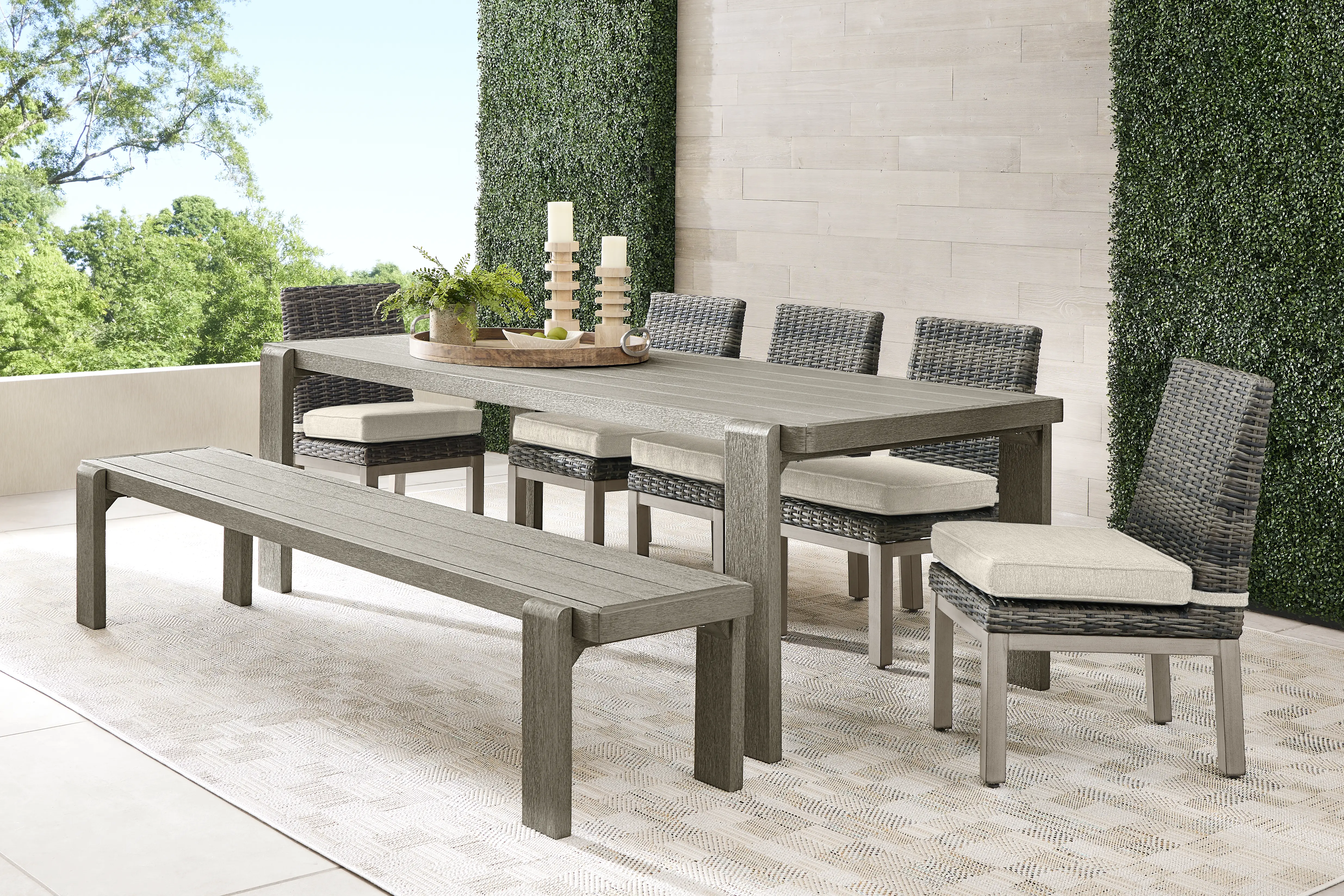 Montecello Gray 7 Pc Outdoor Dining Set with Twine Cushions - Thumbnail - Image 1