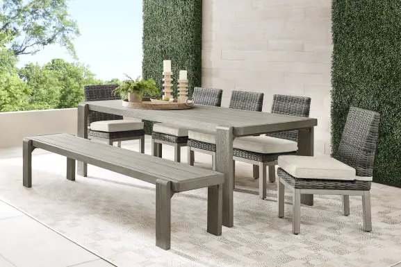 Montecello Gray 7 Pc Outdoor Dining Set with Twine Cushions