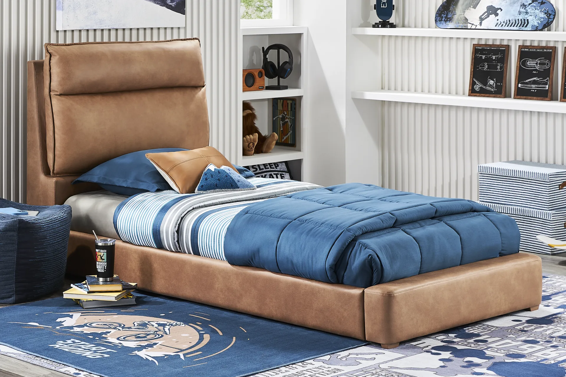 Kids Cloud9 Saddle Twin Upholstered Bed - Image 1