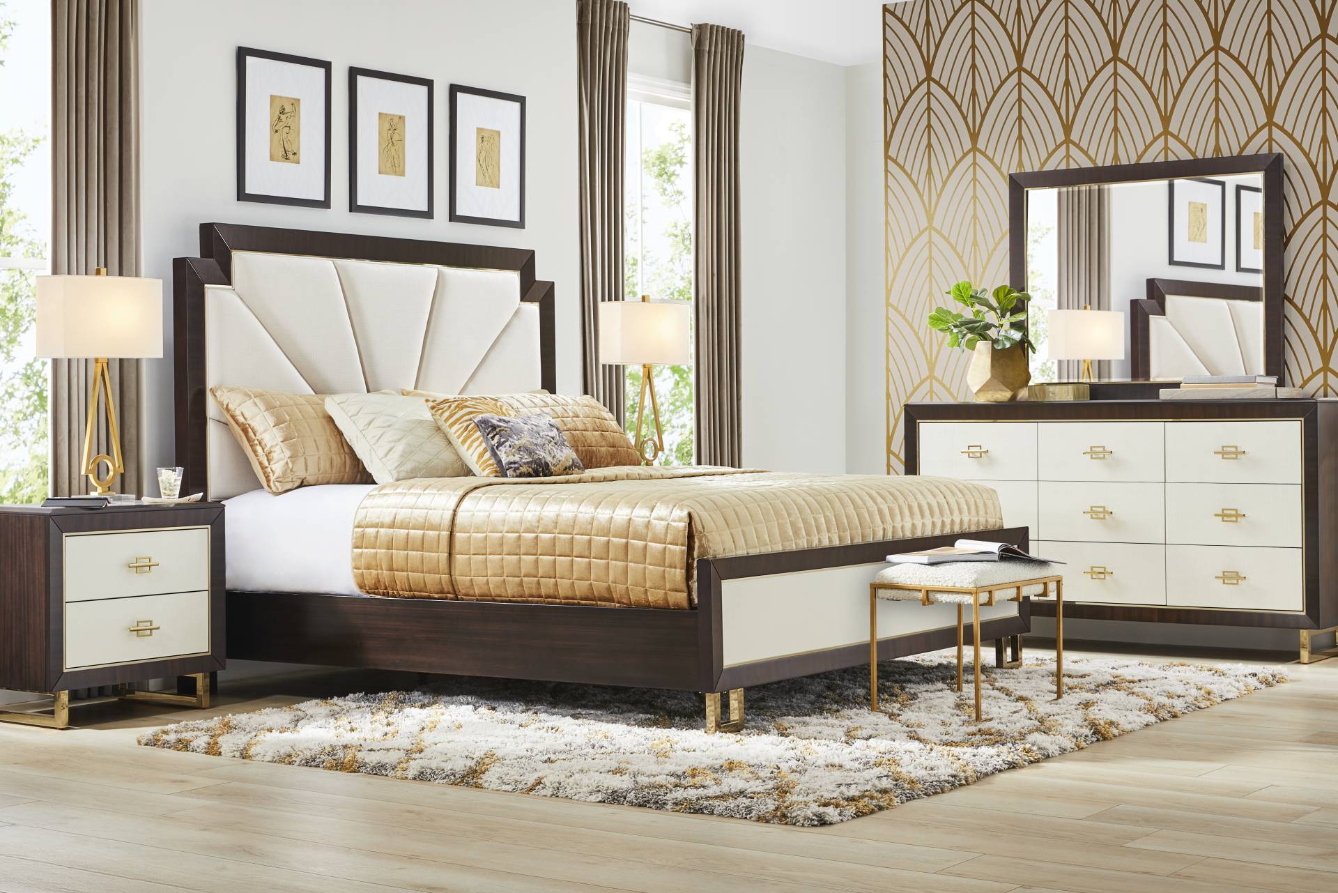 Belmont Place Espresso 5 Pc King Upholstered Bedroom full room