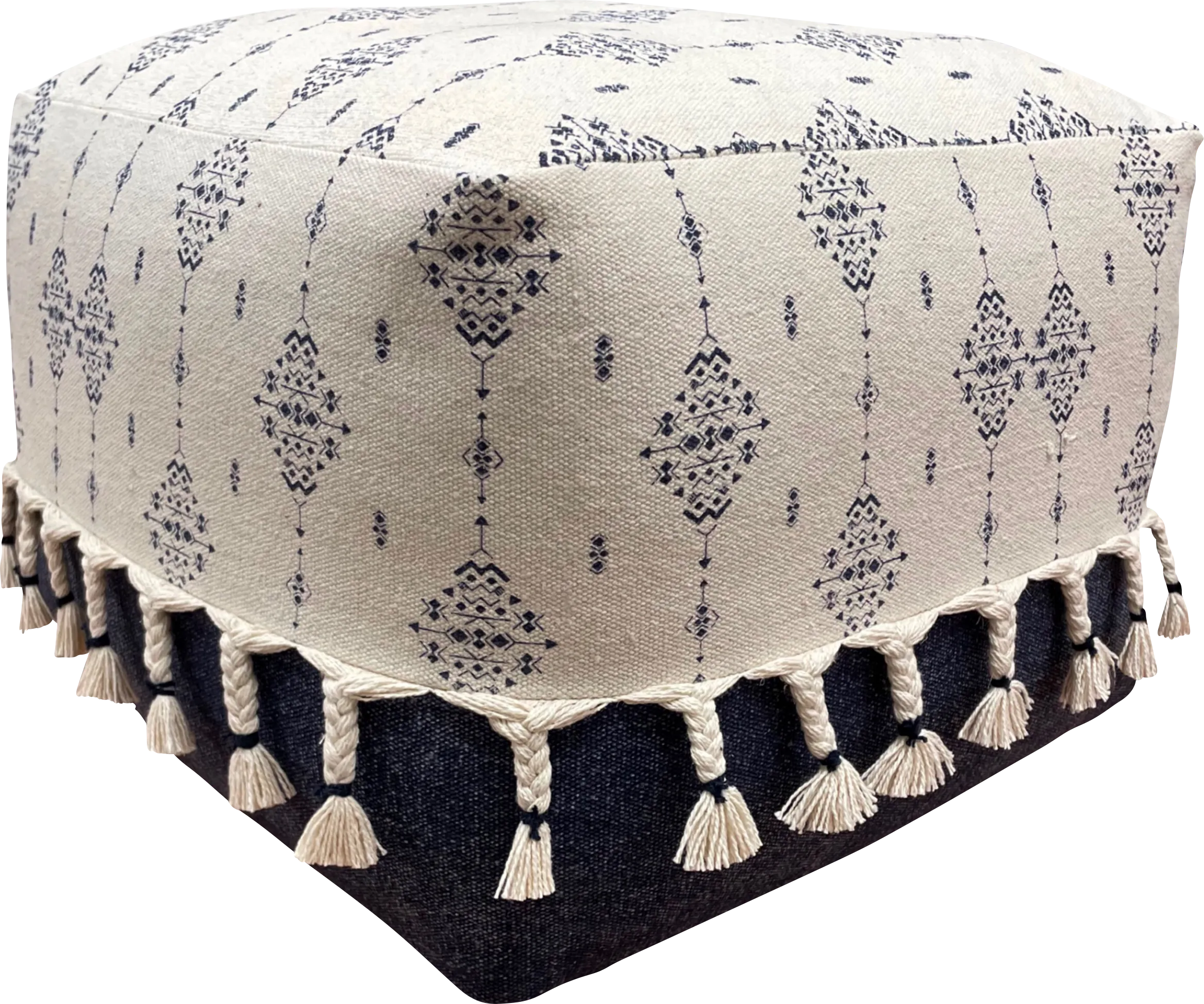 Sunwood White/Navy Pouf - Thumbnail - Image 1