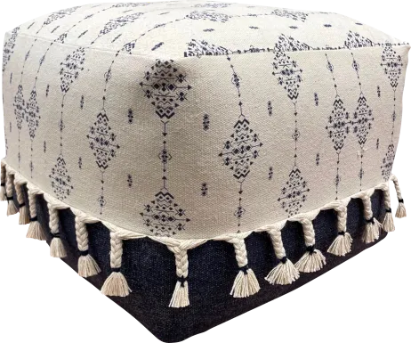 Sunwood White/Navy Pouf