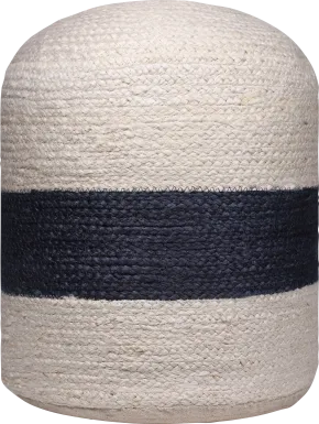 Himere White/Navy Pouf