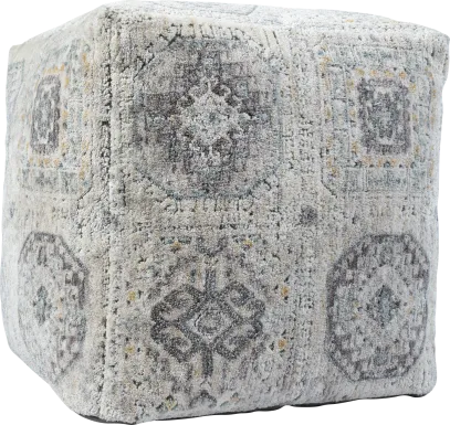 Obasie Light Gray Pouf