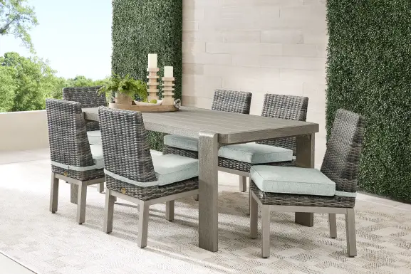 Montecello Gray 7 Pc Outdoor Dining Set with Mist Cushions