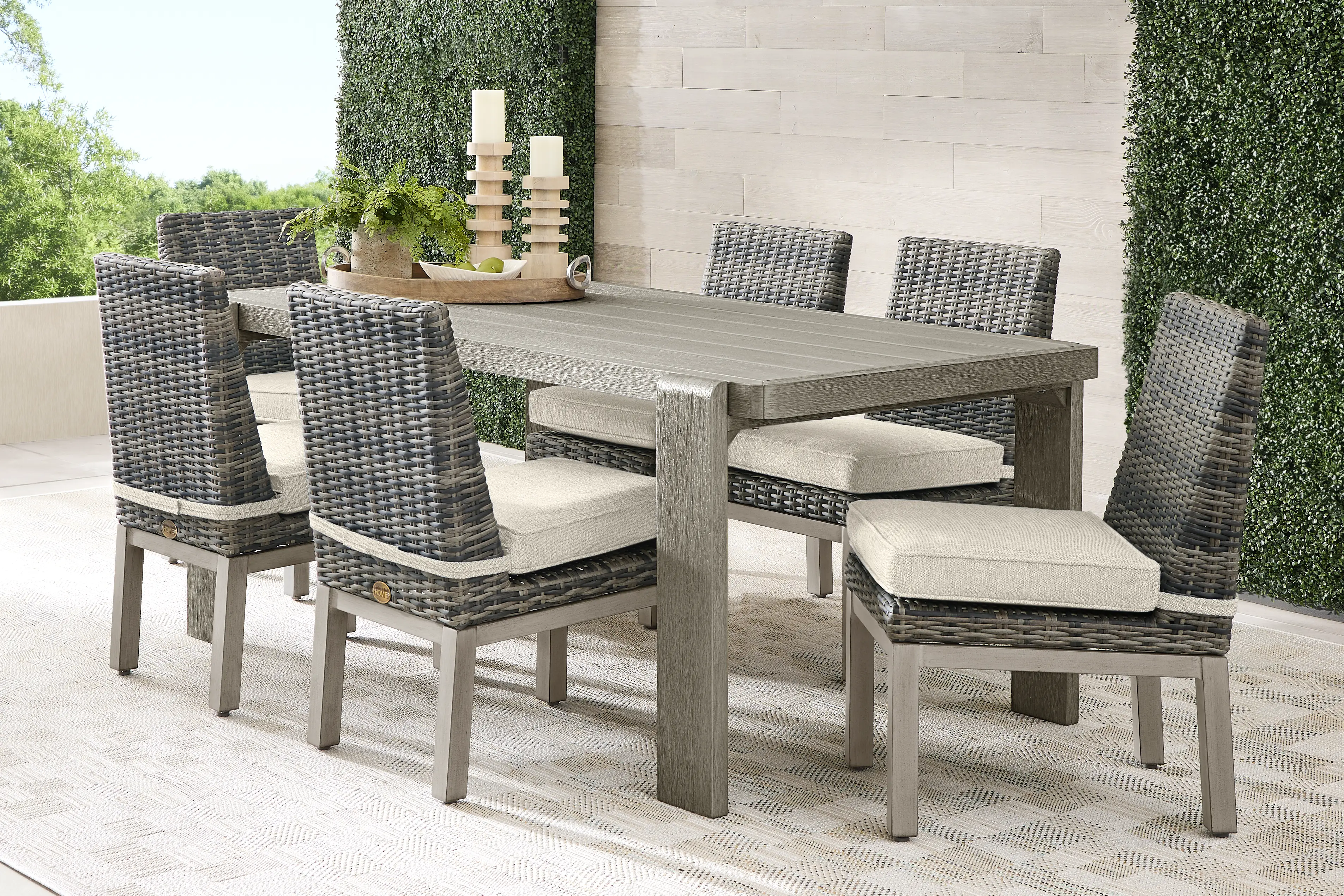 Montecello Gray 7 Pc Outdoor Dining Set with Twine Cushions - Thumbnail - Image 1
