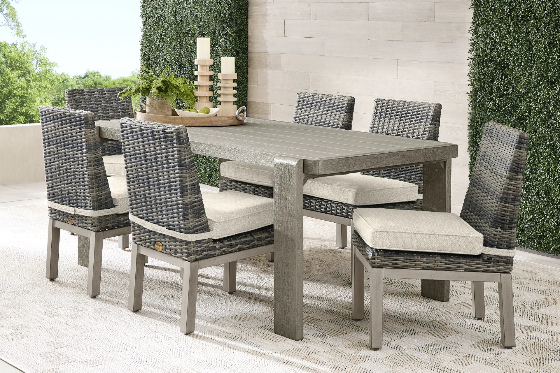 Montecello Gray 7 Pc Outdoor Dining Set with Twine Cushions - Image 1