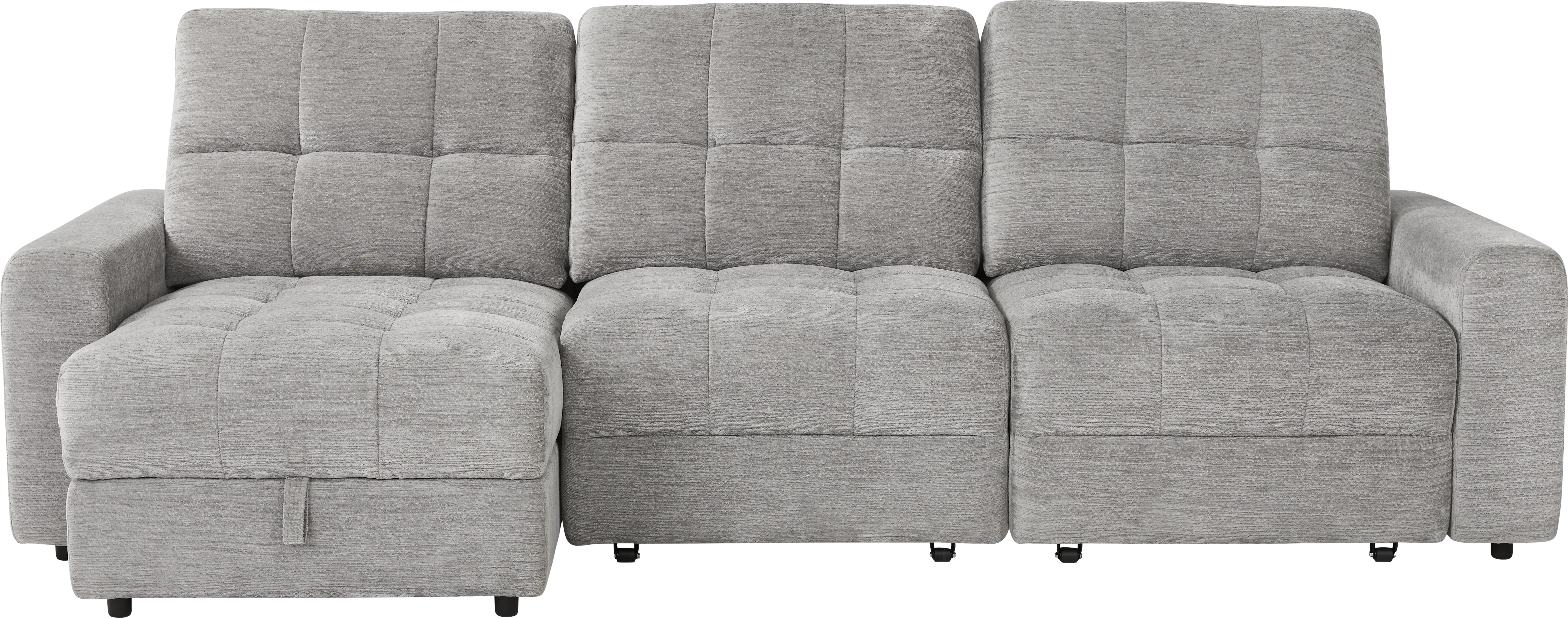 Meriwether Gray Chenille Fabric 3 Pc Reclining End, Power Slider +