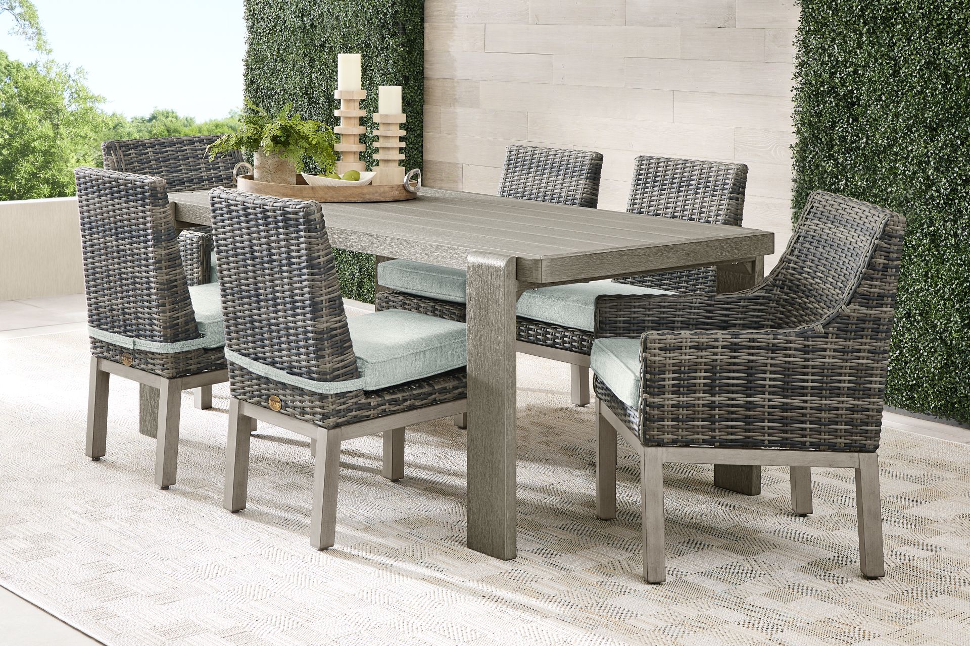 Montecello Gray 7 Pc Outdoor Dining Set with Mist Cushions - Image 1