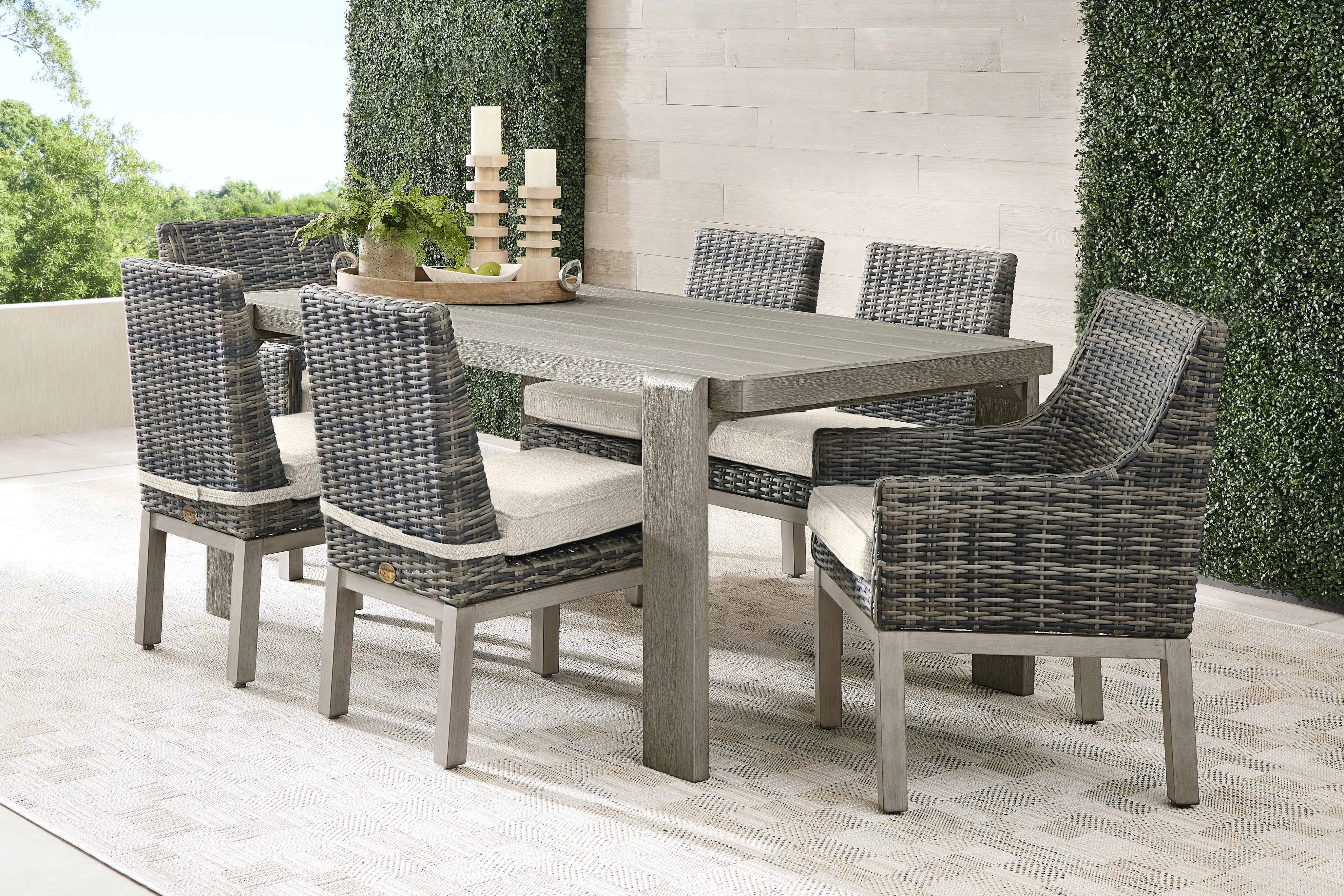 Montecello Gray 7 Pc Outdoor Dining Set with Twine Cushions - Thumbnail - Image 1