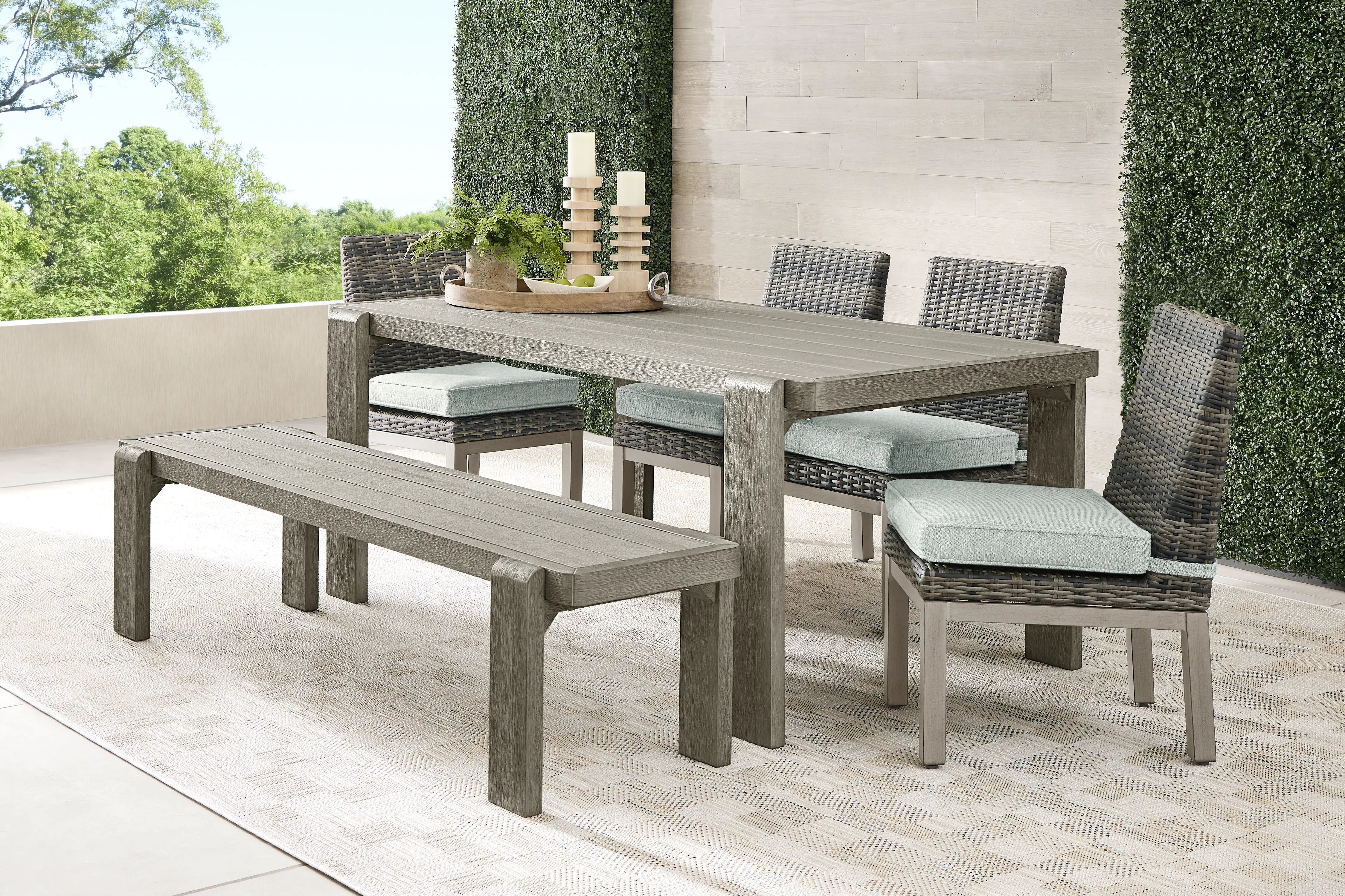 Montecello Gray 6 Pc Outdoor Dining Set with Mist Cushions - Thumbnail - Image 1