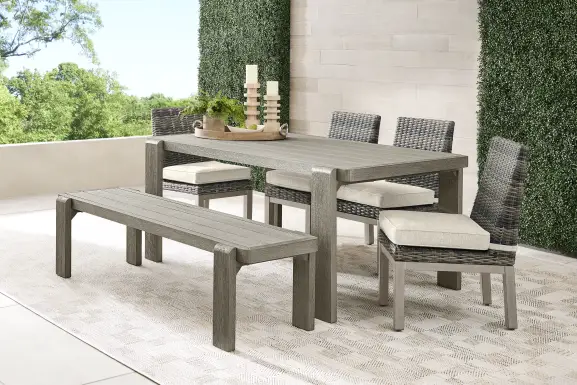 Montecello Gray 6 Pc Outdoor Dining Set with Twine Cushions