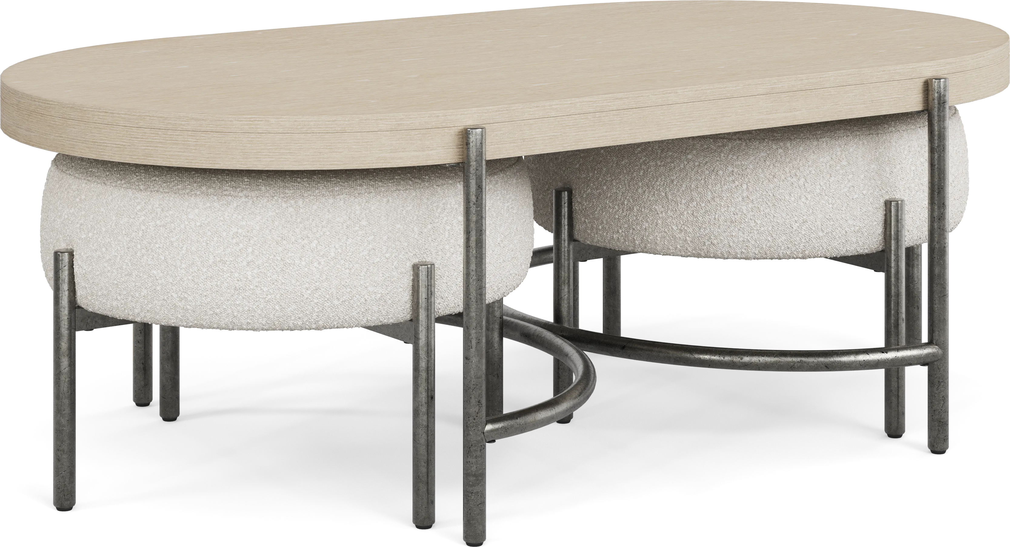 Cheshire Gray Cocktail Table with Two Ottomans - Thumbnail - Image 1