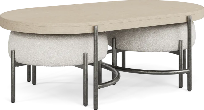 Cheshire Gray Cocktail Table with Two Ottomans