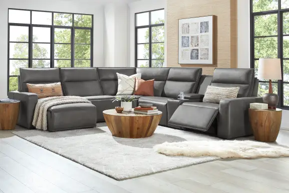 Charcoal 6 Pc Dual Power Reclining ModularTwo