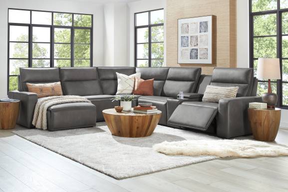 Charcoal 6 Pc Dual Power Reclining ModularTwo