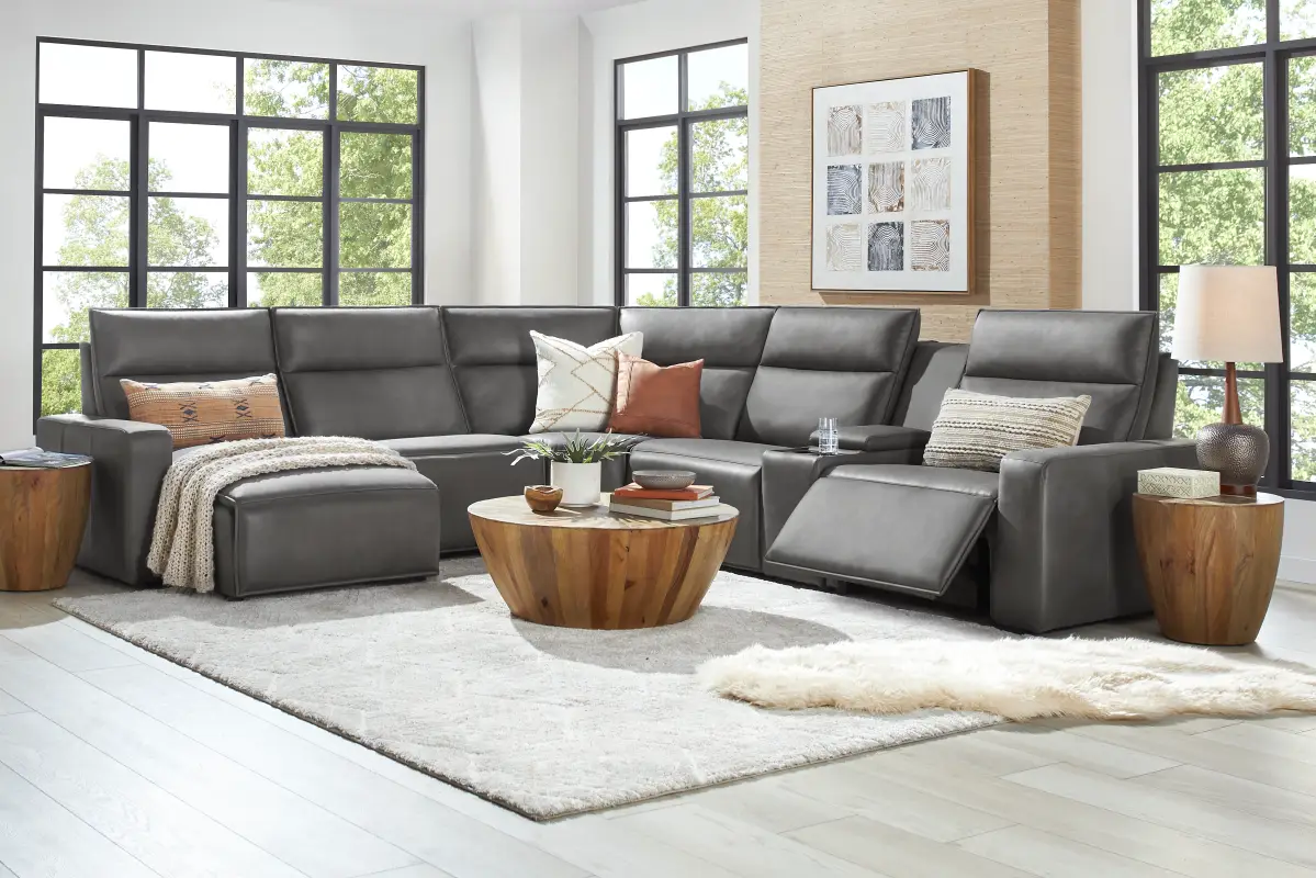 Charcoal 6 Pc Dual Power Reclining ModularTwo