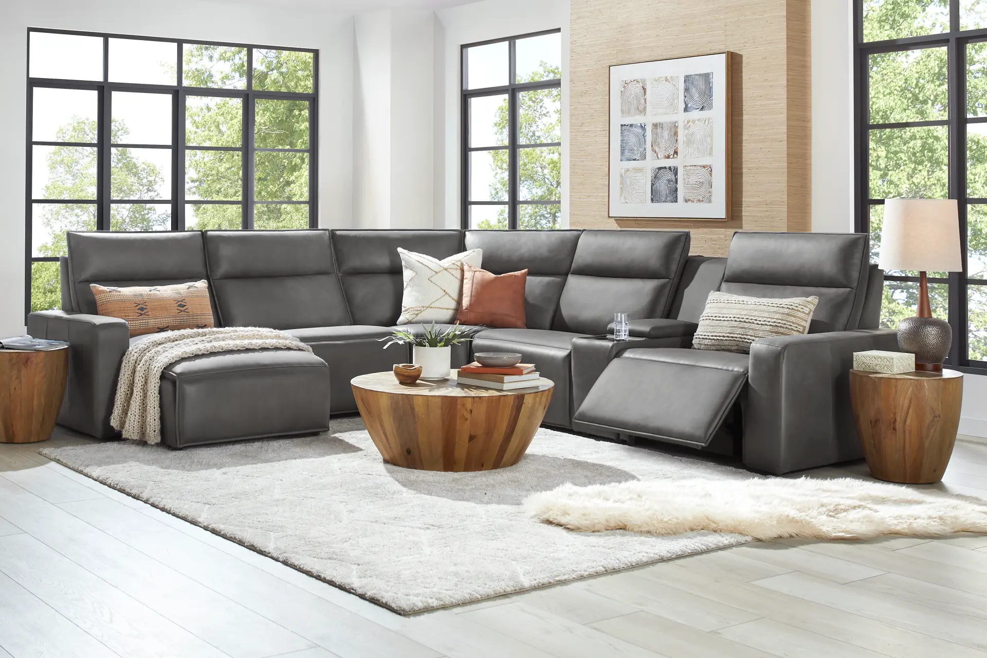 Charcoal 6 Pc Dual Power Reclining ModularTwo