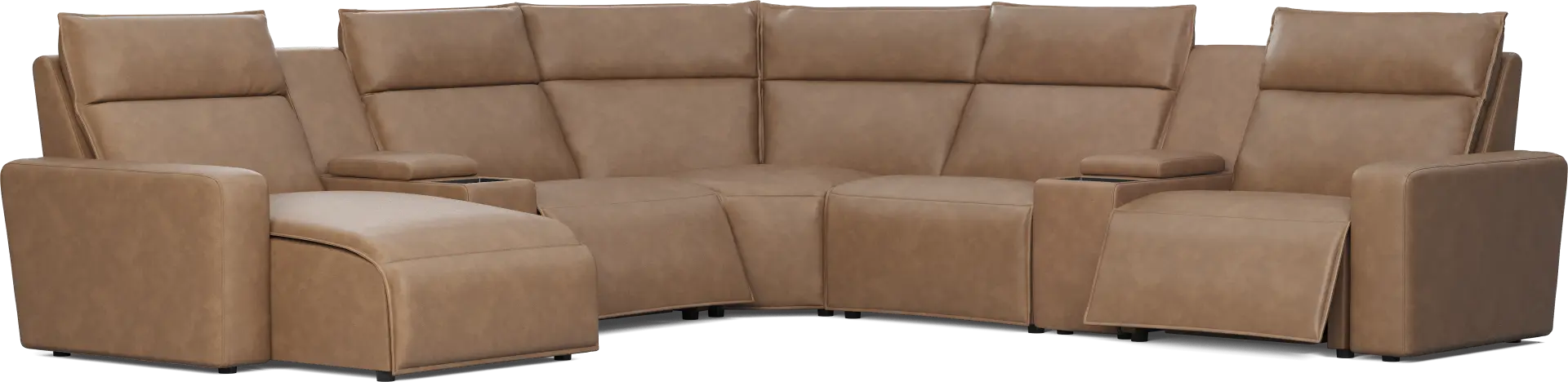 Saddle 7 Pc Dual Power Reclining ModularTwo with Media Consoles