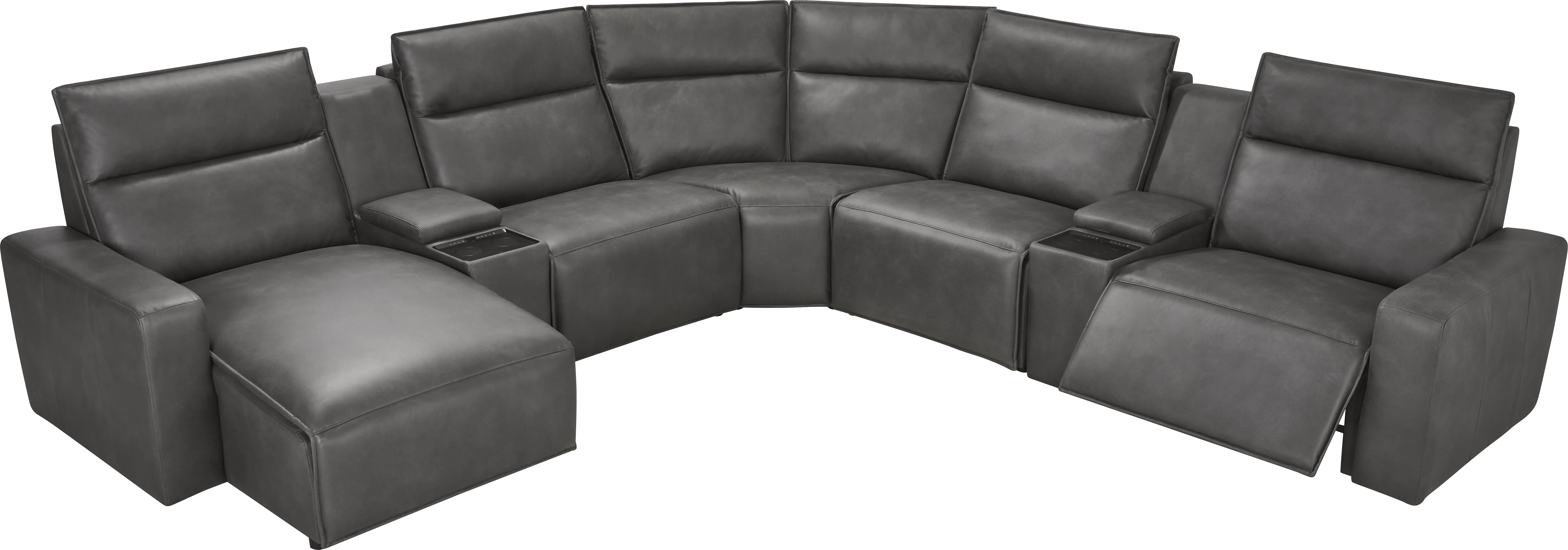 Modulartwo Charcoal Black,Gray Microfiber 7pc 7 Pc Dual Power