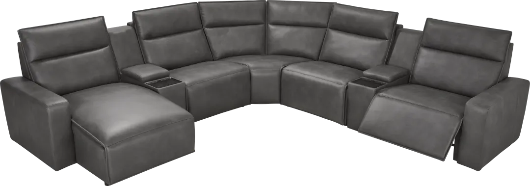 Charcoal 7 Pc Dual Power Reclining ModularTwo with Media Consoles