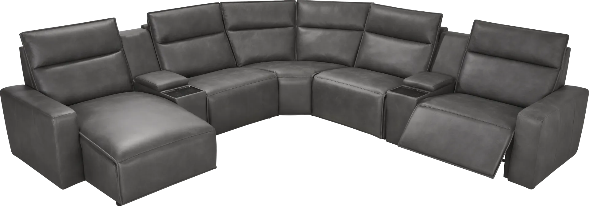 Charcoal 7 Pc Dual Power Reclining ModularTwo with Media Consoles