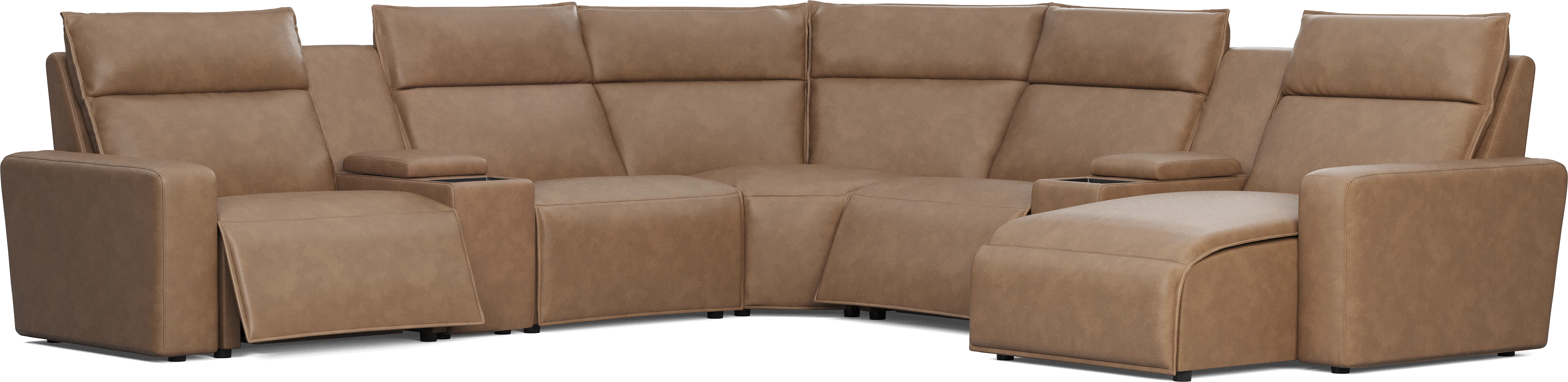 Saddle 7 Pc Dual Power Reclining ModularTwo with Media Consoles - Thumbnail - Image 1